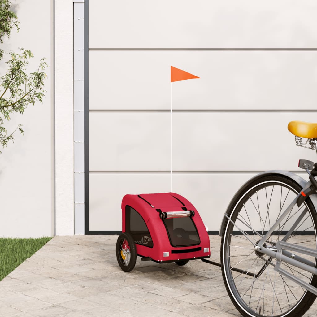 vidaXL Remolque de bicicleta mascotas hierro tela Oxford rojo