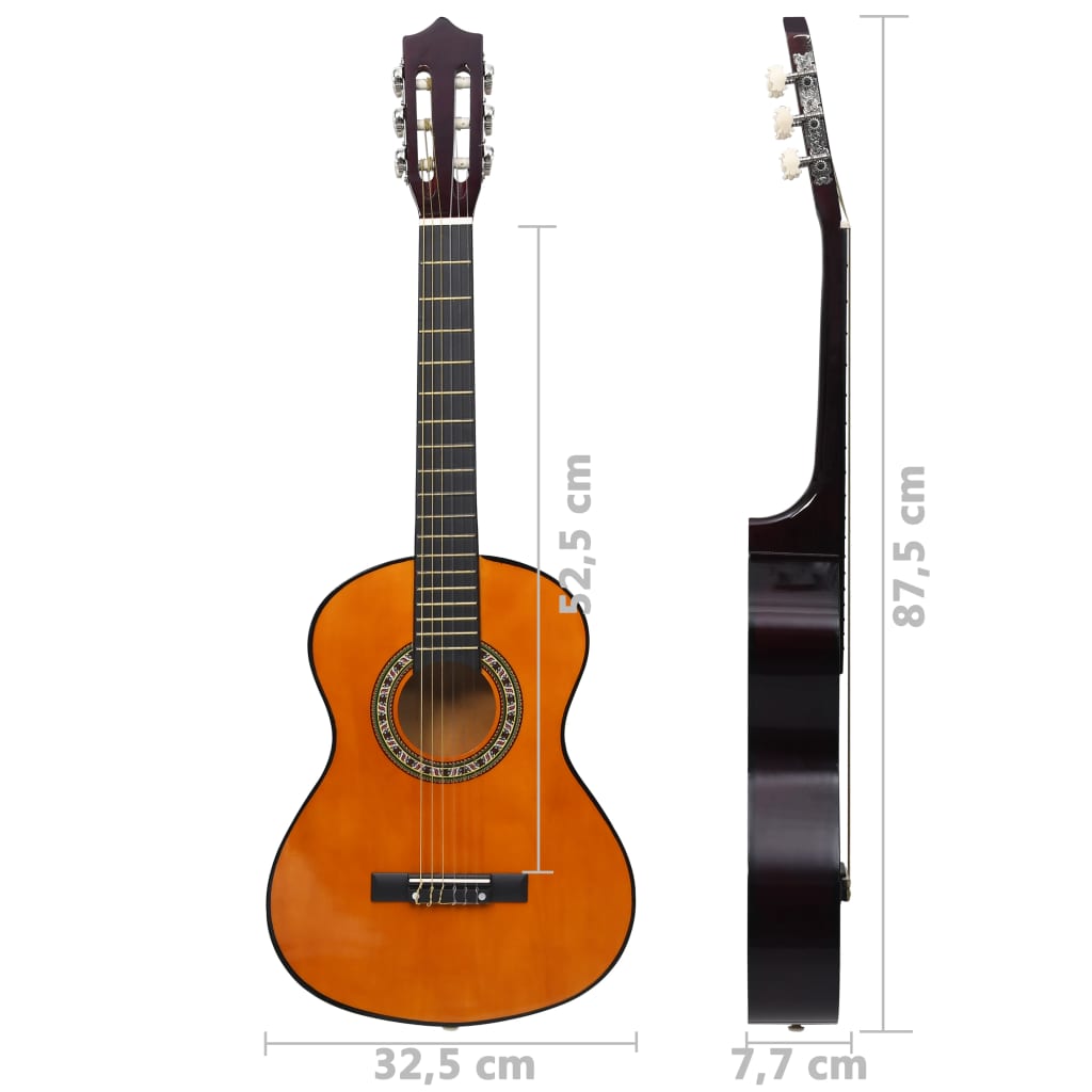 vidaXL Set de guitarra clásica para principiantes 8 pzas 1/2 34"