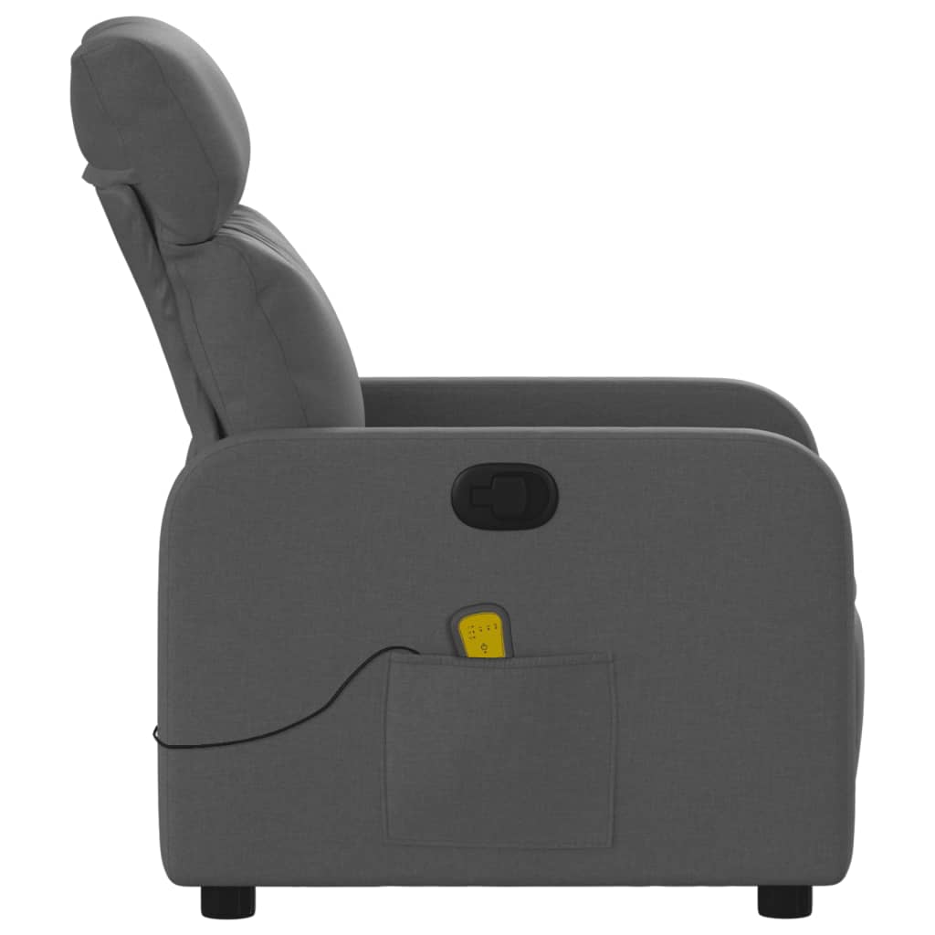 vidaXL Sillón de masaje reclinable de tela gris oscuro