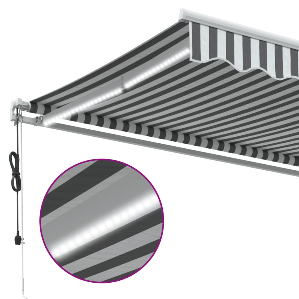 vidaXL Toldo retráctil automático luz LED antracita blanco 400x300cm