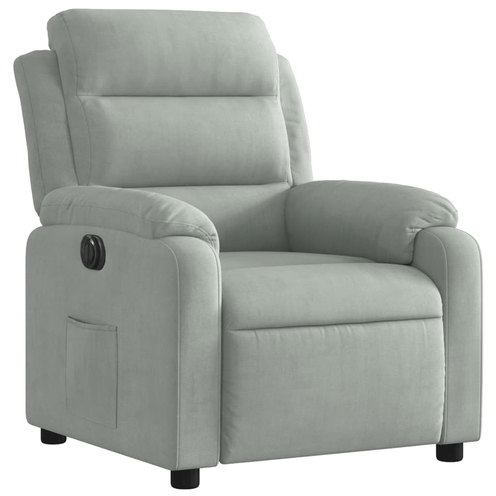 vidaXL Sillón reclinable eléctrico de terciopelo gris claro