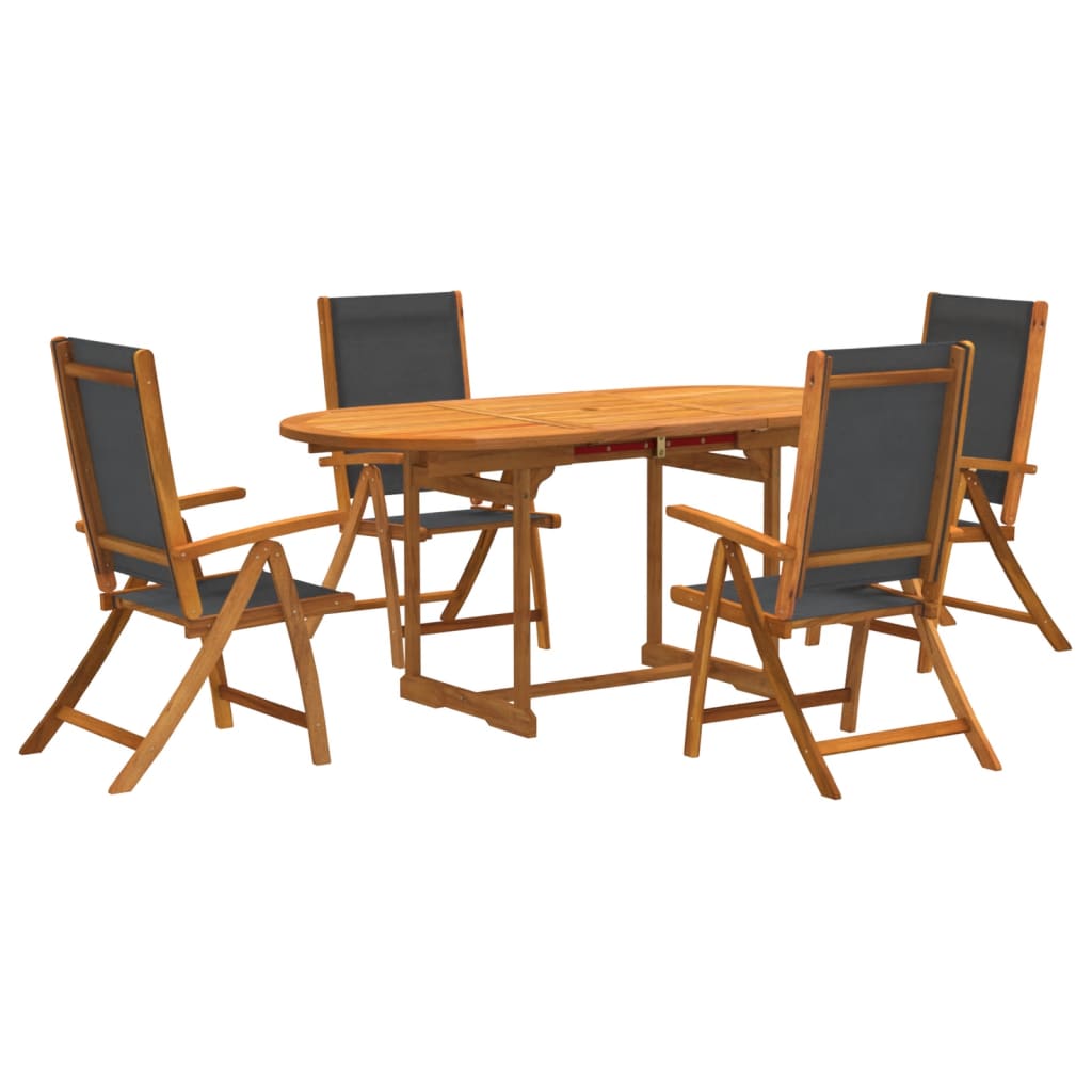 vidaXL Juego comedor de jardín 5 pzas madera maciza acacia y textileno