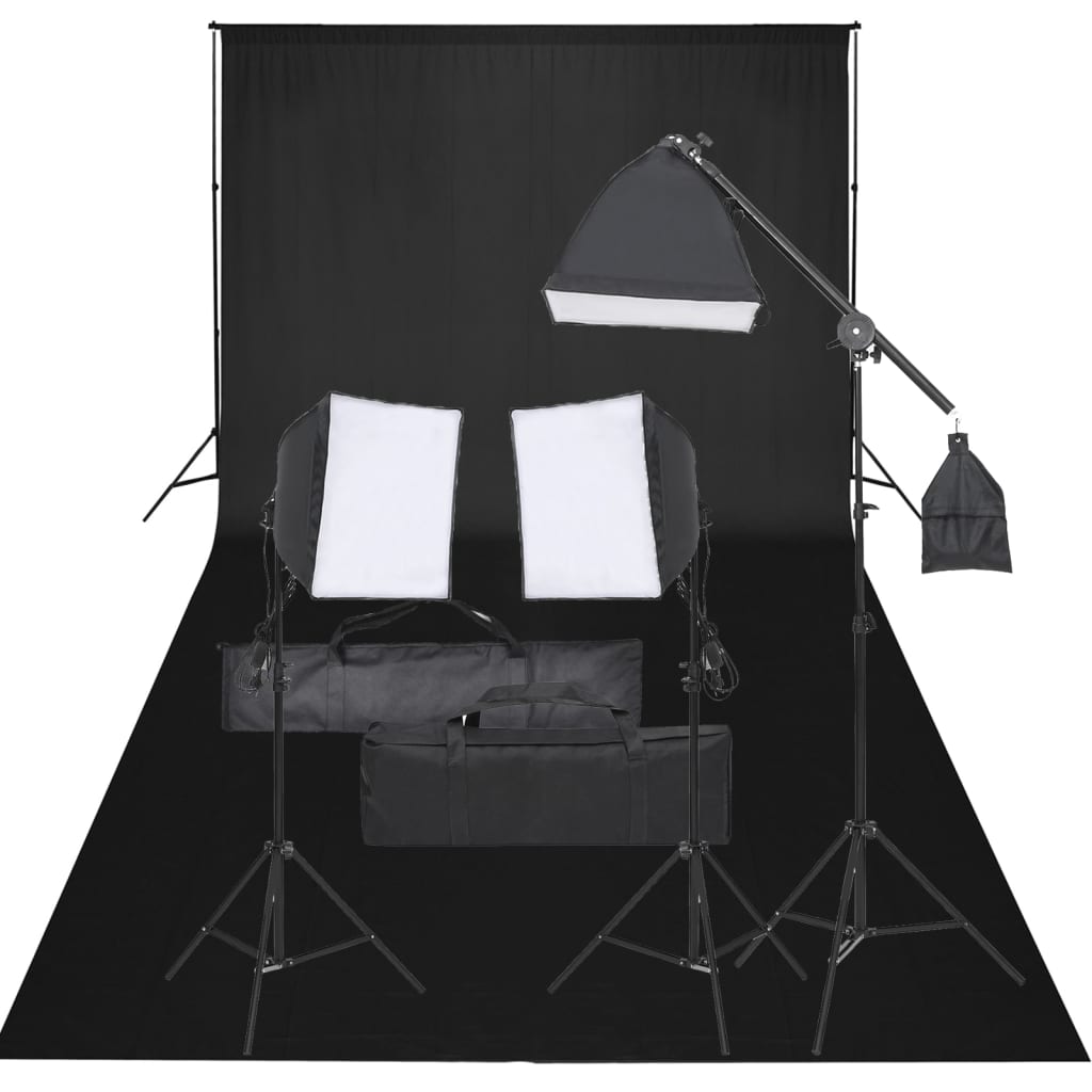 vidaXL Kit de estudio fotográfico con set de luces y fondo