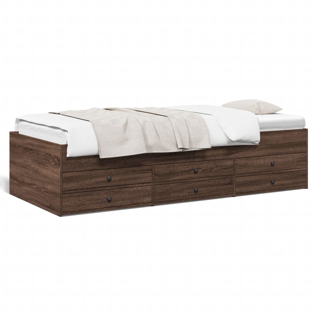 vidaXL Sofá cama con cajones sin colchón roble marrón 75x190 cm