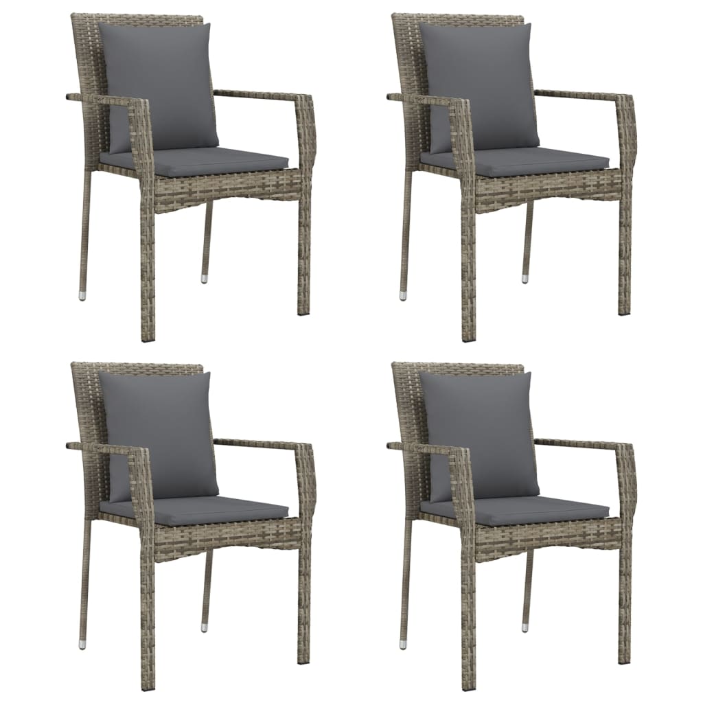 vidaXL Set comedor de jardín 5 piezas con cojines ratán sintético gris