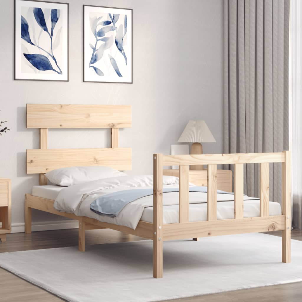 vidaXL Estructura de cama con cabecero madera maciza 100x200 cm