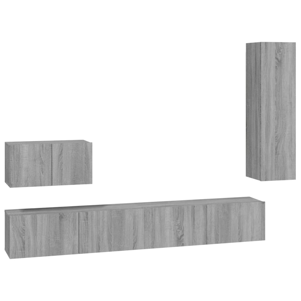 vidaXL Set de muebles para TV 4 pzas madera contrachapada gris Sonoma