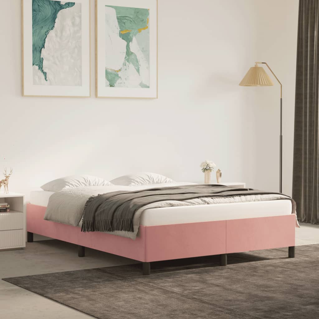 vidaXL Estructura de cama de terciopelo rosa 140x200 cm