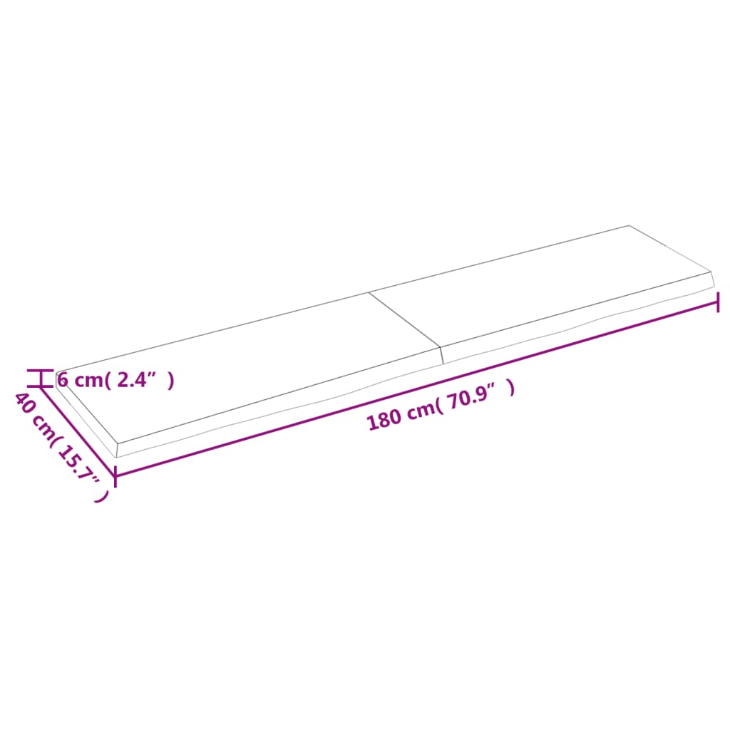 vidaXL Tablero de mesa madera maciza roble sin tratar 180x40x(2-6) cm