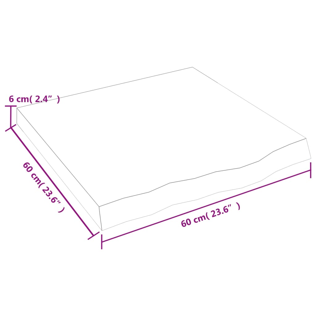 vidaXL Tablero mesa madera roble tratada marrón claro 60x60x(2-6) cm