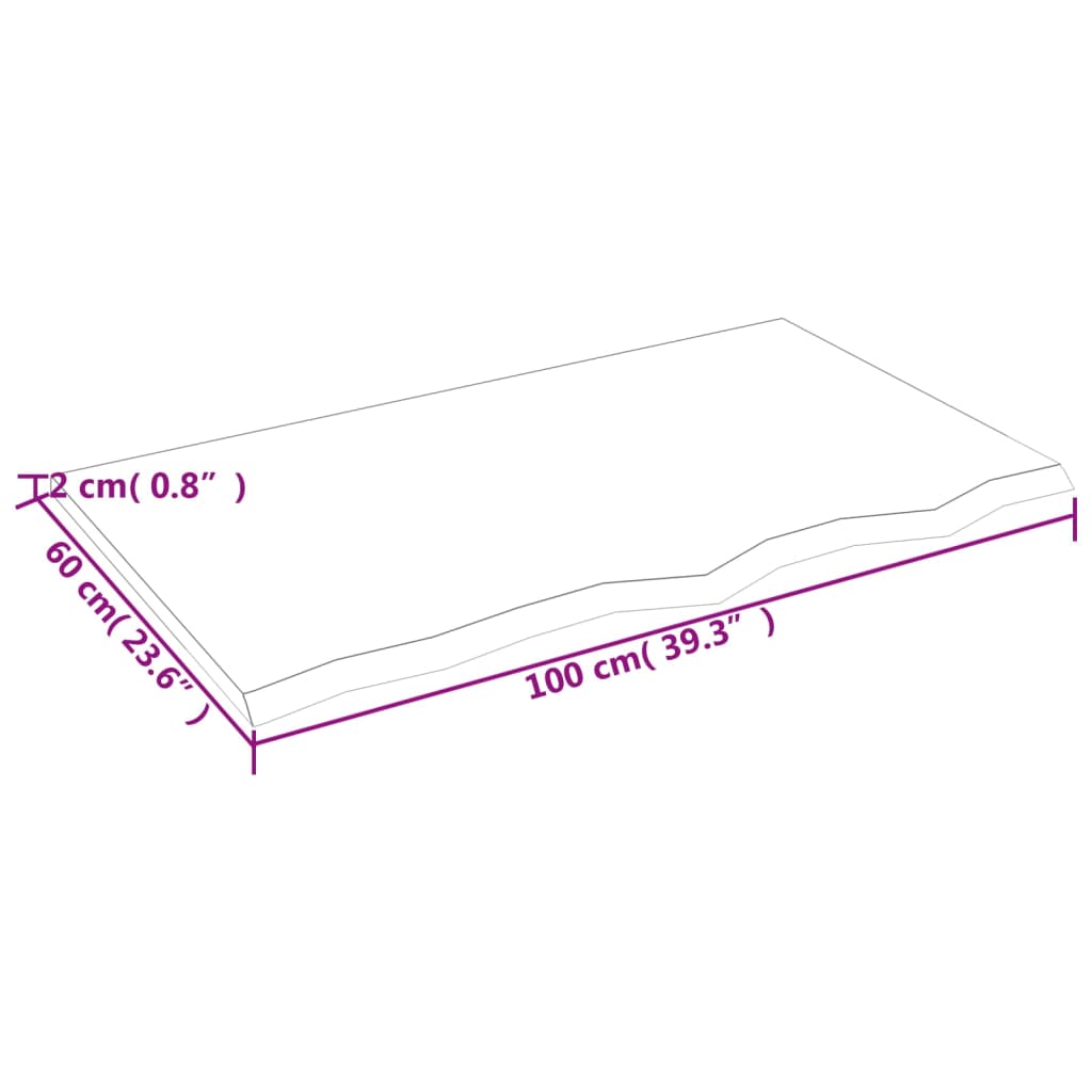 vidaXL Tablero de mesa madera maciza de roble sin tratar 100x60x2 cm