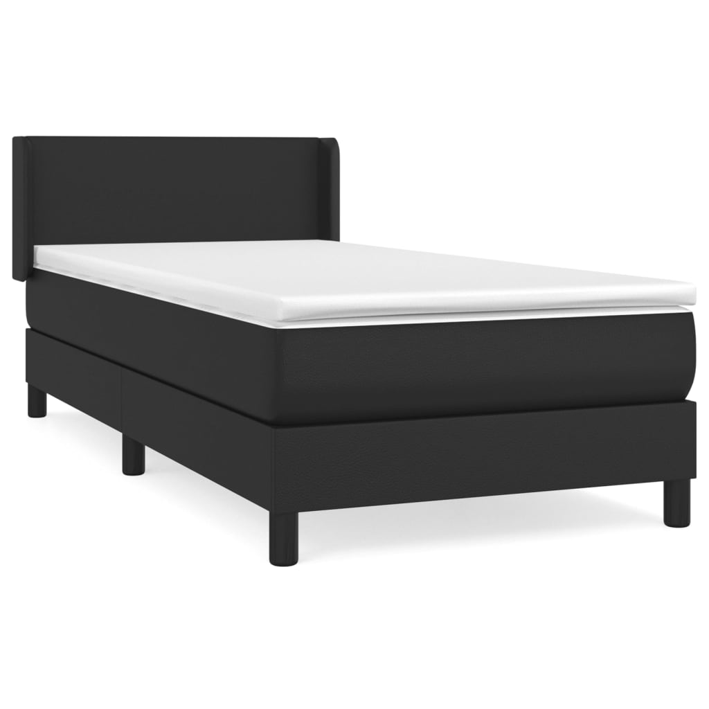 vidaXL Cama box spring con colchón cuero sintético negro 90x190 cm