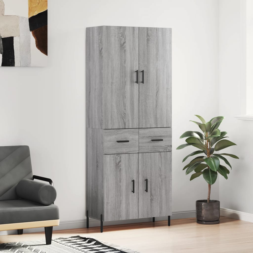 vidaXL Aparador alto madera contrachapada gris sonoma 69,5x34x180 cm