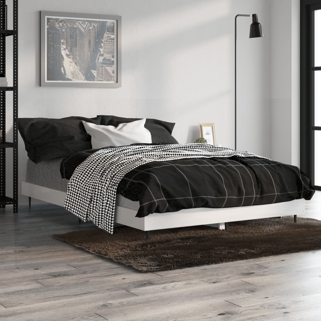 vidaXL Estructura de cama madera de ingeniería blanco brillo 120x190cm