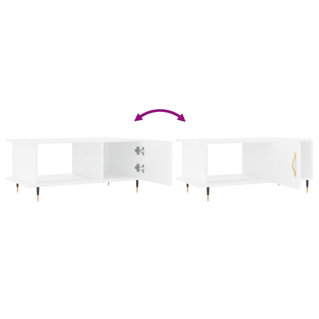 vidaXL Mesa de centro madera contrachapada blanco 90x50x40 cm