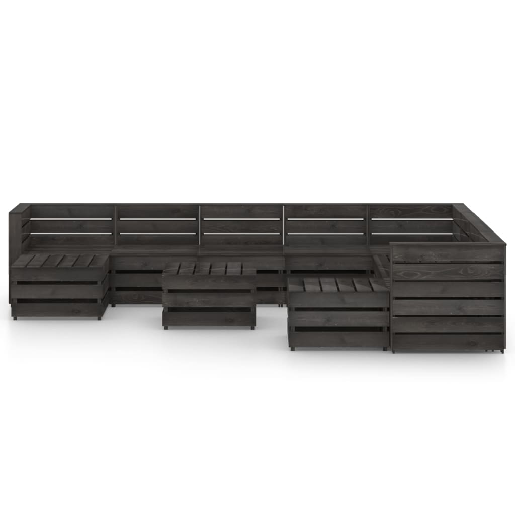 vidaXL Set de muebles de jardín 11 pzas madera de pino impregnada gris