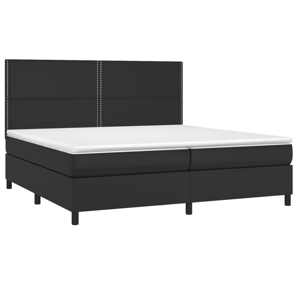 vidaXL Cama box spring colchón y LED cuero sintético negro 200x200 cm