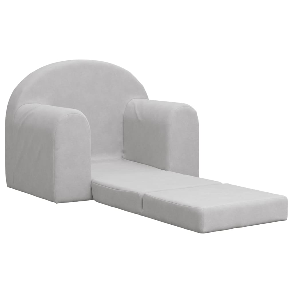 vidaXL Sofá cama infantil felpa suave gris claro