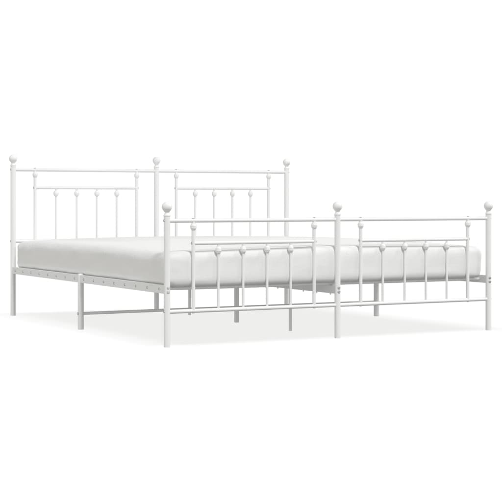 vidaXL Estructura cama metal con cabecero y estribo blanco 200x200 cm