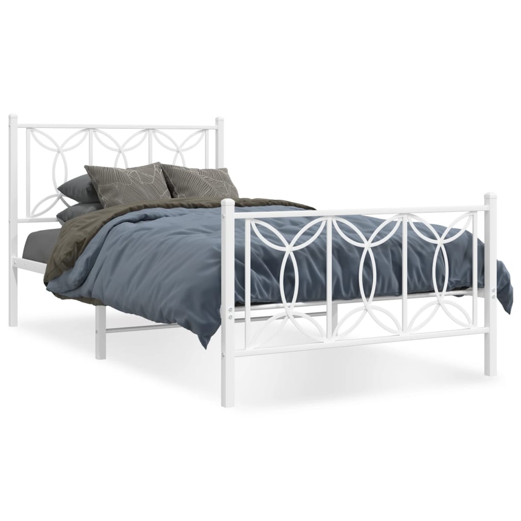 vidaXL Estructura cama sin colchón con estribo metal blanco 100x200 cm