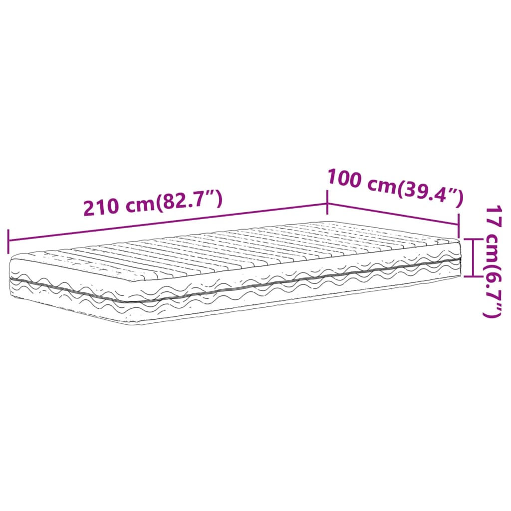 vidaXL Colchón de espuma dureza H2 H3 blanco 100x210 cm