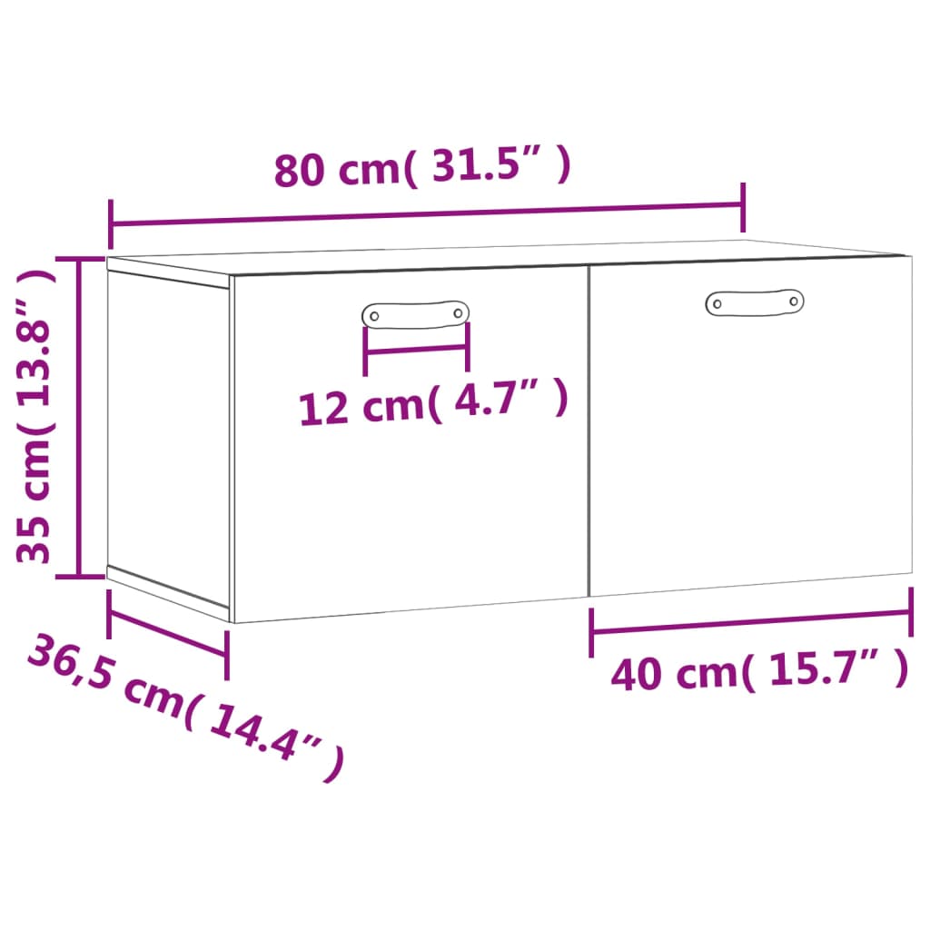 vidaXL Armario de pared madera ingeniería gris hormigón 80x36,5x35 cm