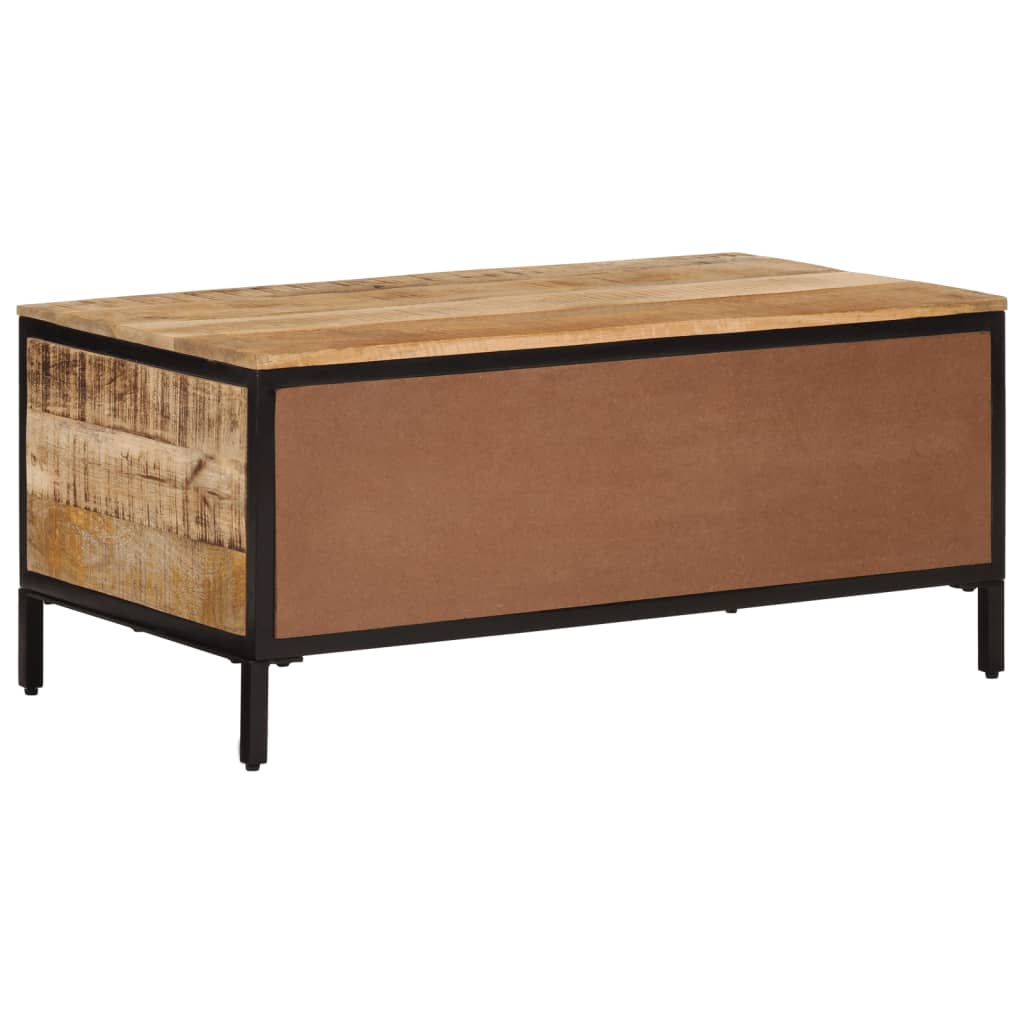 vidaXL Mesa de centro de madera maciza de mango rugosa 90x50x30 cm