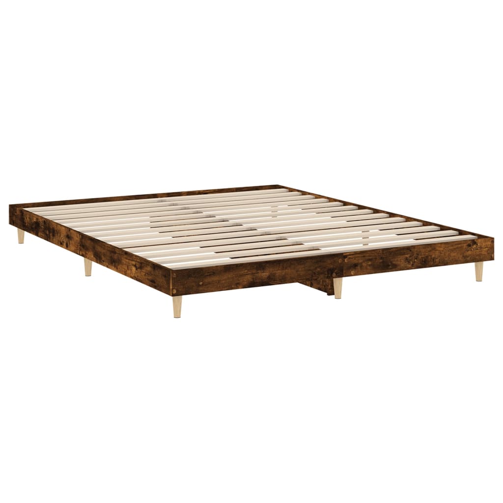 vidaXL Estructura de cama madera de ingeniería roble ahumado 160x200cm