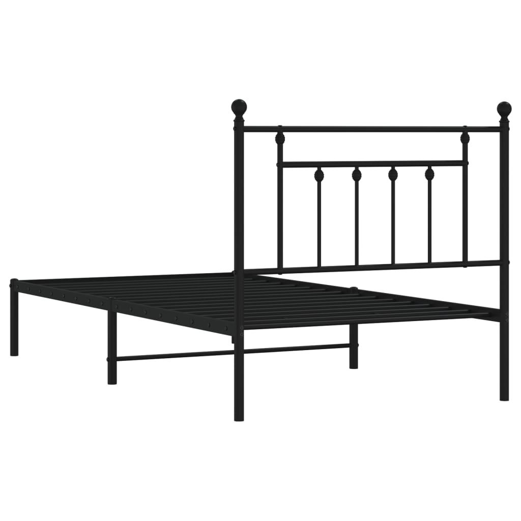 vidaXL Estructura cama sin colchón con cabecero metal negro 100x190 cm