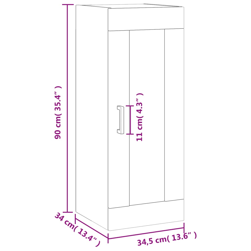 vidaXL Armario de pared gris Sonoma 34,5x34x90 cm