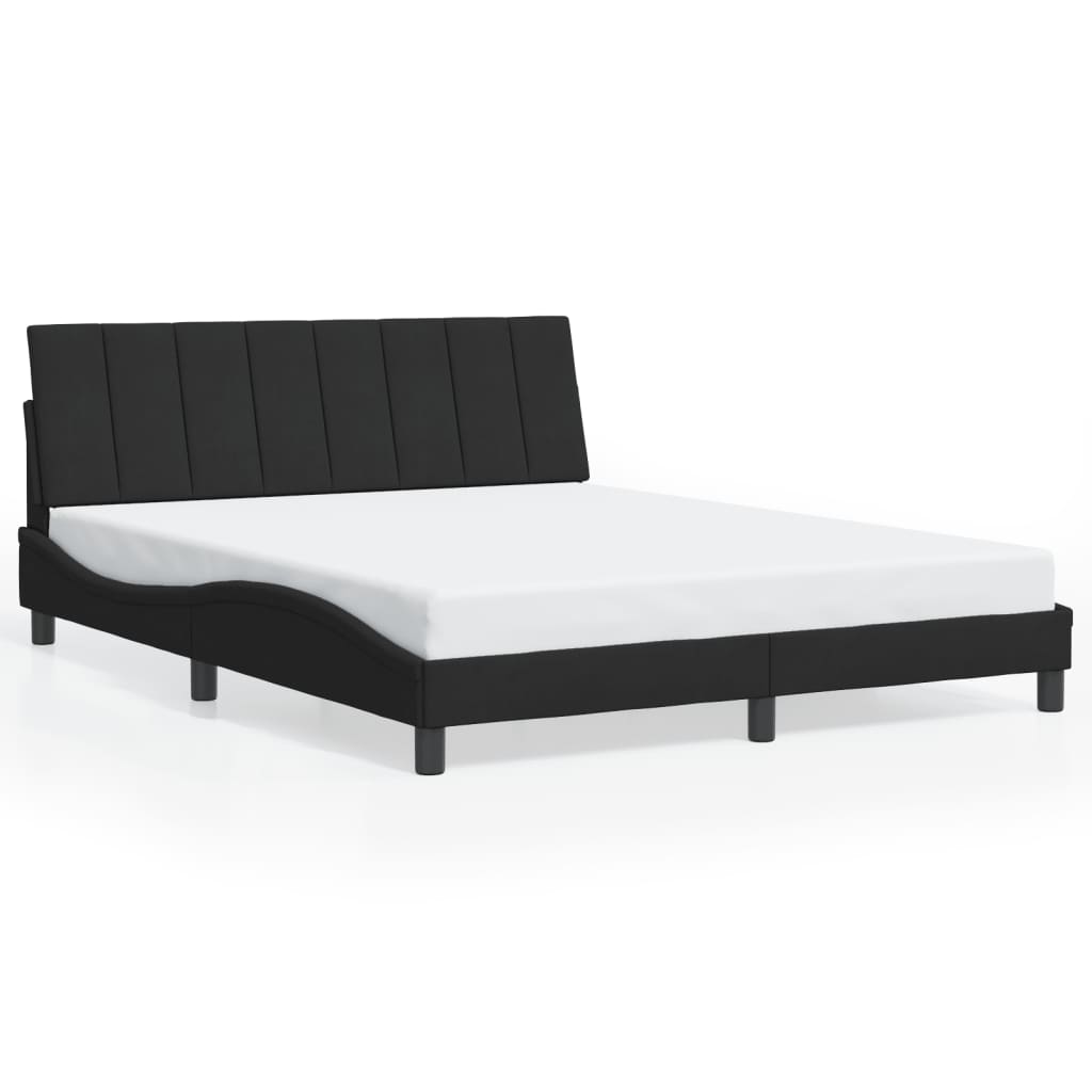 vidaXL Estructura de cama con luces LED terciopelo negro 160x200 cm