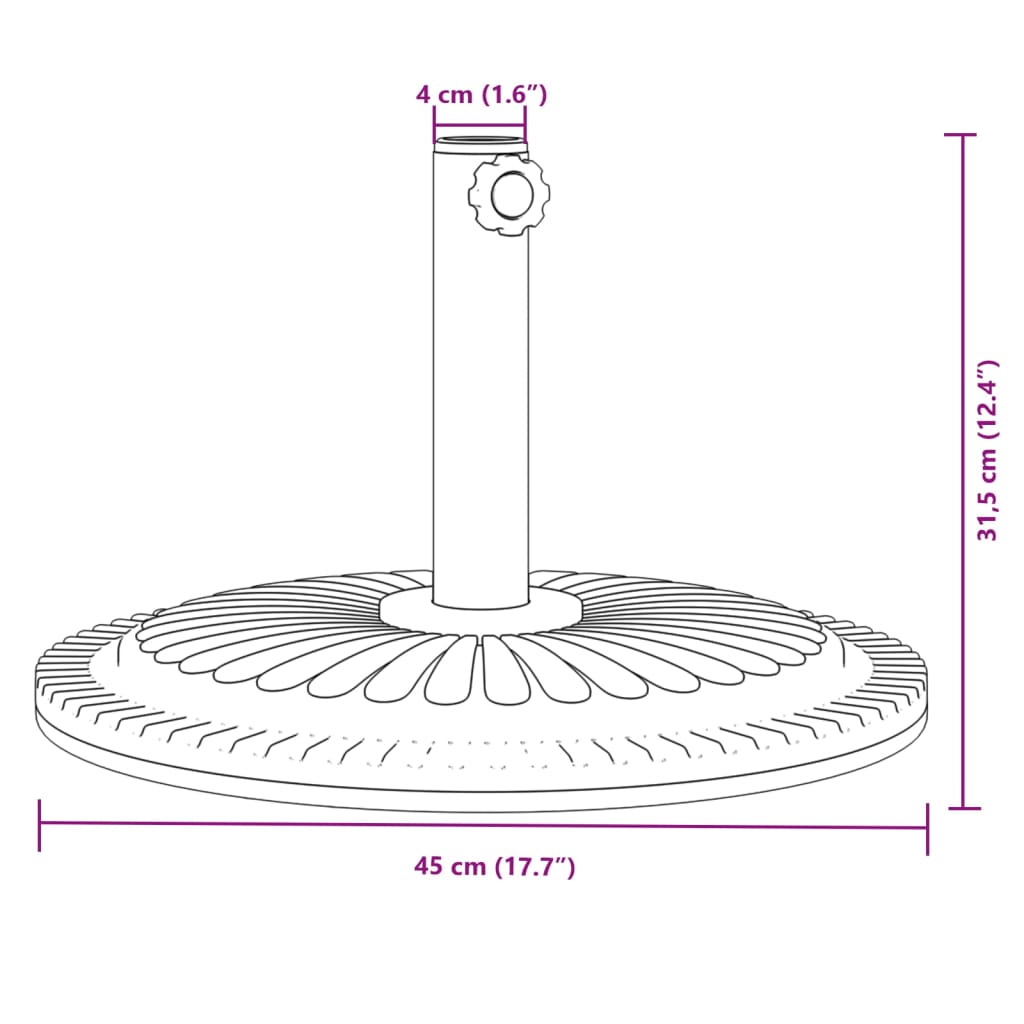 vidaXL Base de sombrilla semicircular para palos de Ø38/48 mm 12 kg