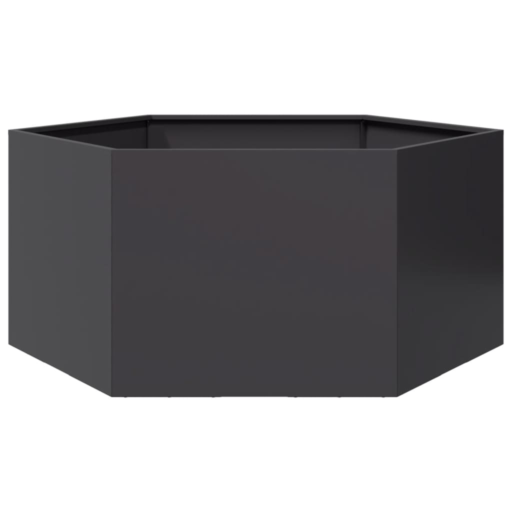 vidaXL Jardinera hexagonal acero negra 104x90x45 cm