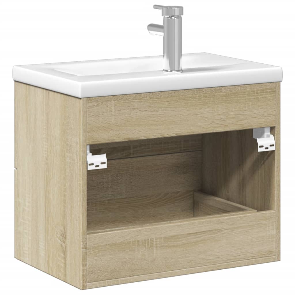 vidaXL Mueble de baño con lavabo integrado roble Sonoma