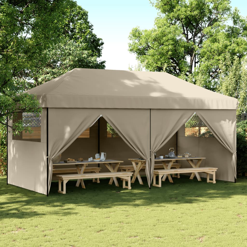 vidaXL Tienda de fiesta plegable Pop-Up con 4 paredes laterales taupe