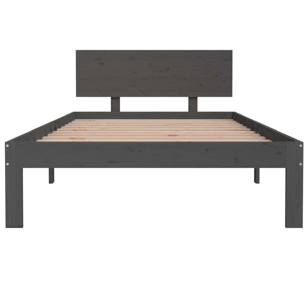 vidaXL Estructura de cama de madera maciza de pino gris 100x200 cm