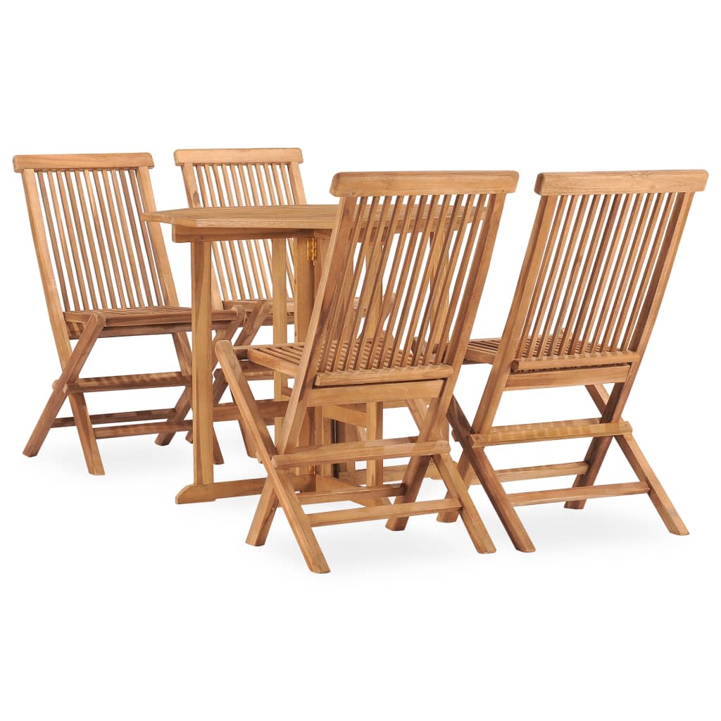 vidaXL Set de comedor de jardín plegable 5 pzas madera maciza de teca