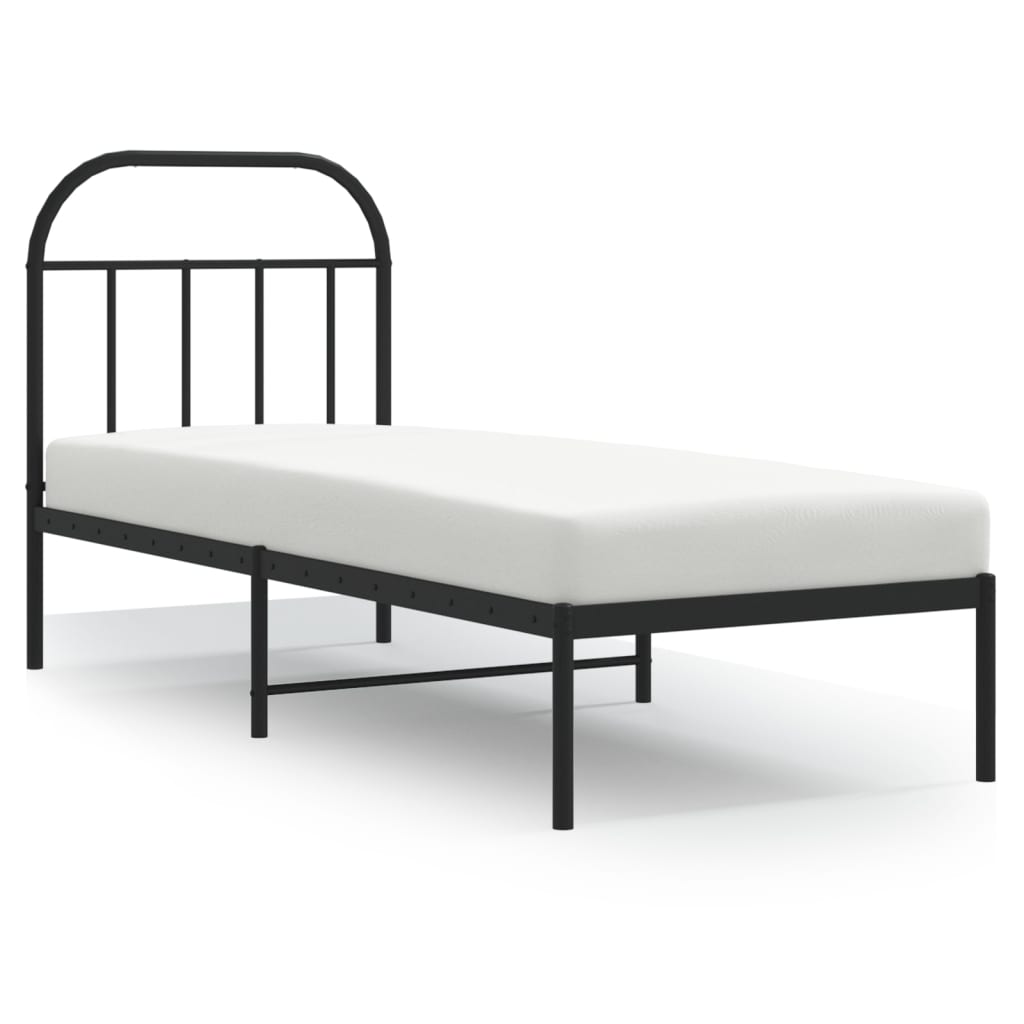 vidaXL Estructura cama sin colchón con cabecero metal negro 75x190 cm