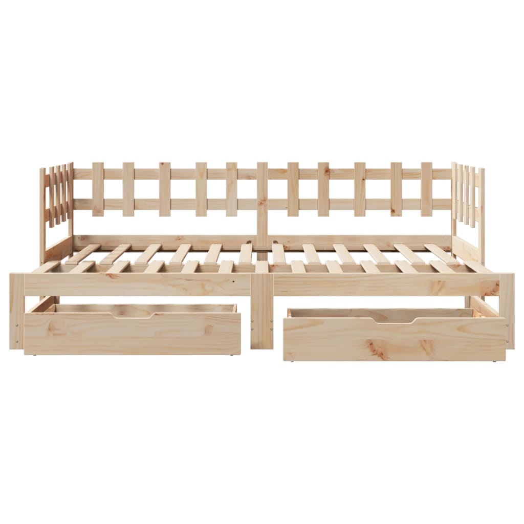 vidaXL Sofá cama nido con cajones madera maciza de pino 80x200 cm