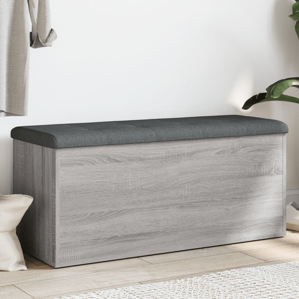 vidaXL Banco con almacenaje madera ingeniería gris Sonoma 102x42x45 cm