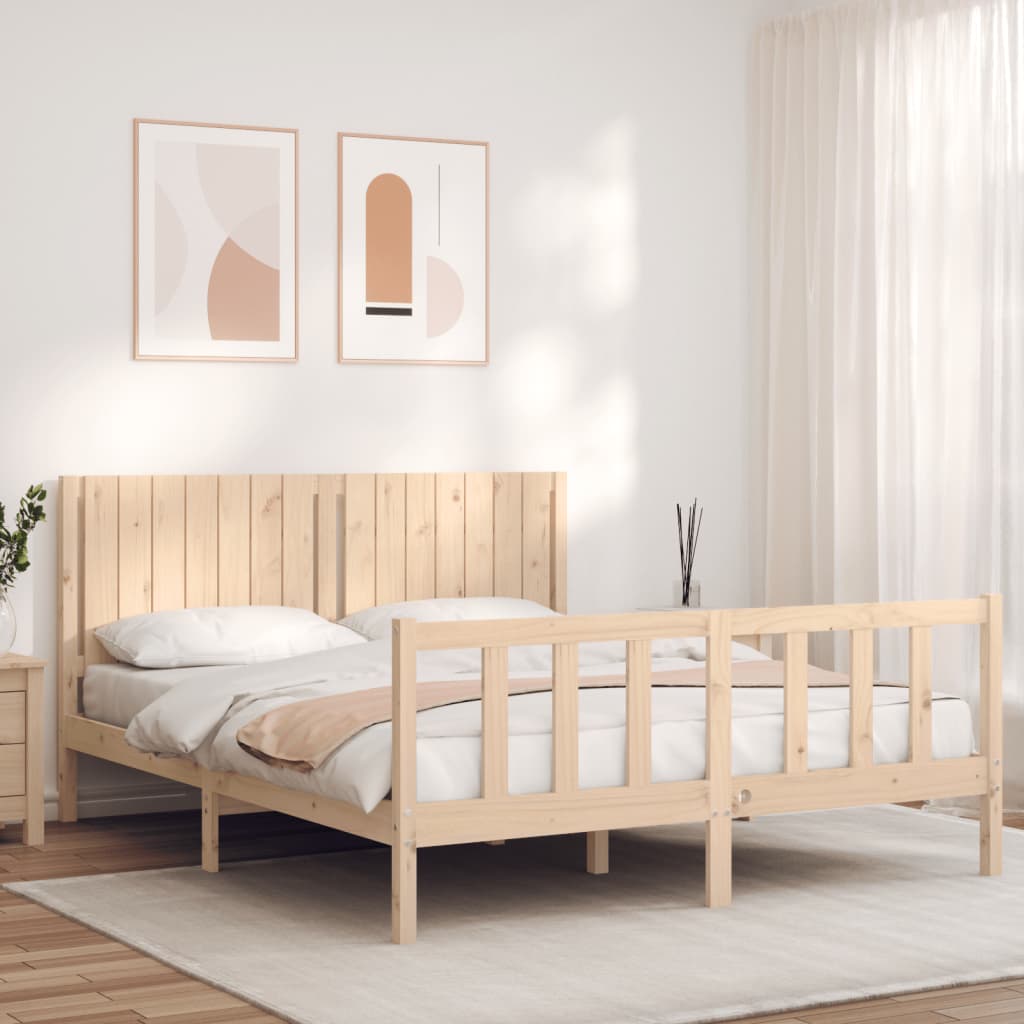 vidaXL Estructura de cama con cabecero madera maciza 160x200 cm