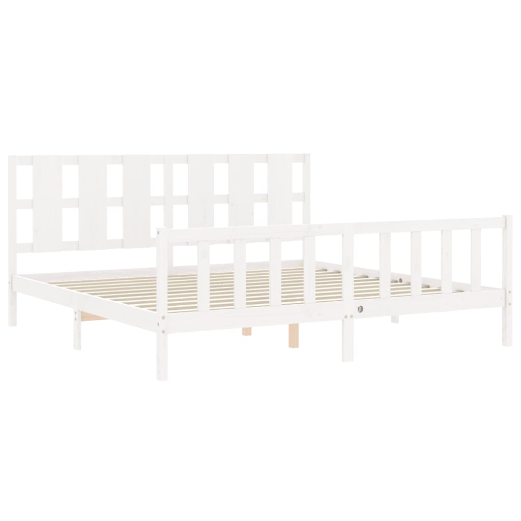 vidaXL Estructura de cama con cabecero madera maciza blanco 180x200 cm