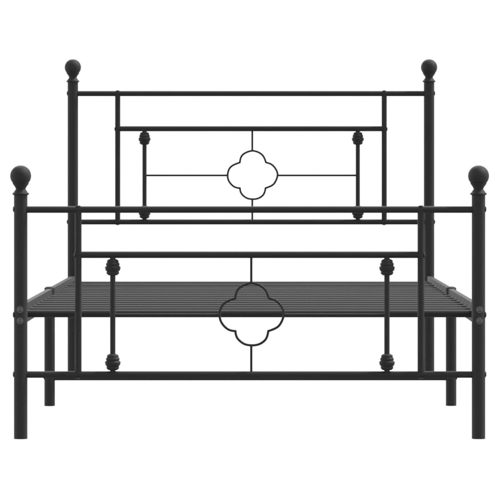 vidaXL Estructura de cama con cabecero y estribo metal negro 107x203cm