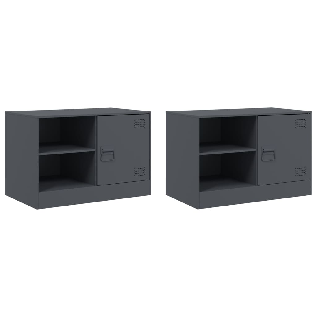 vidaXL Muebles para TV 2 unidades acero gris antracita 67x39x44 cm