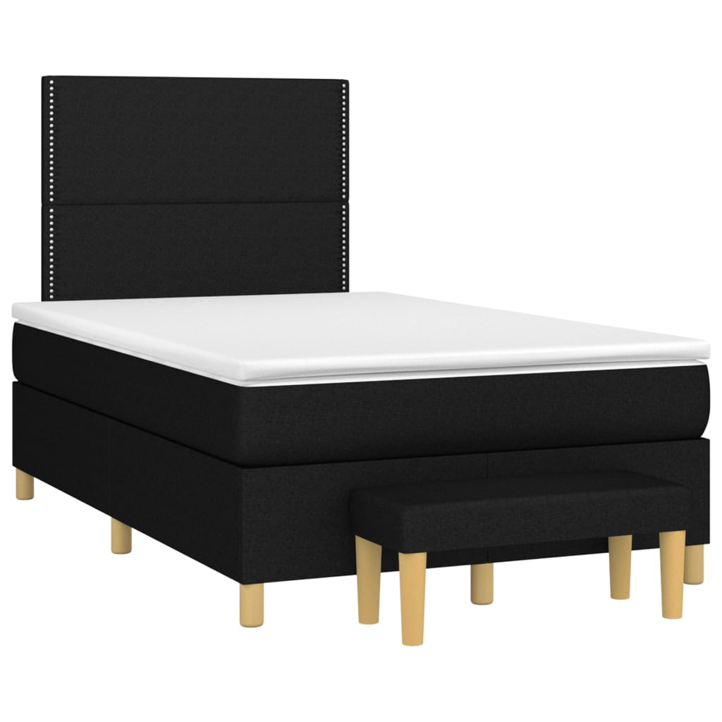 vidaXL Cama box spring con colchón tela negro 120x200 cm