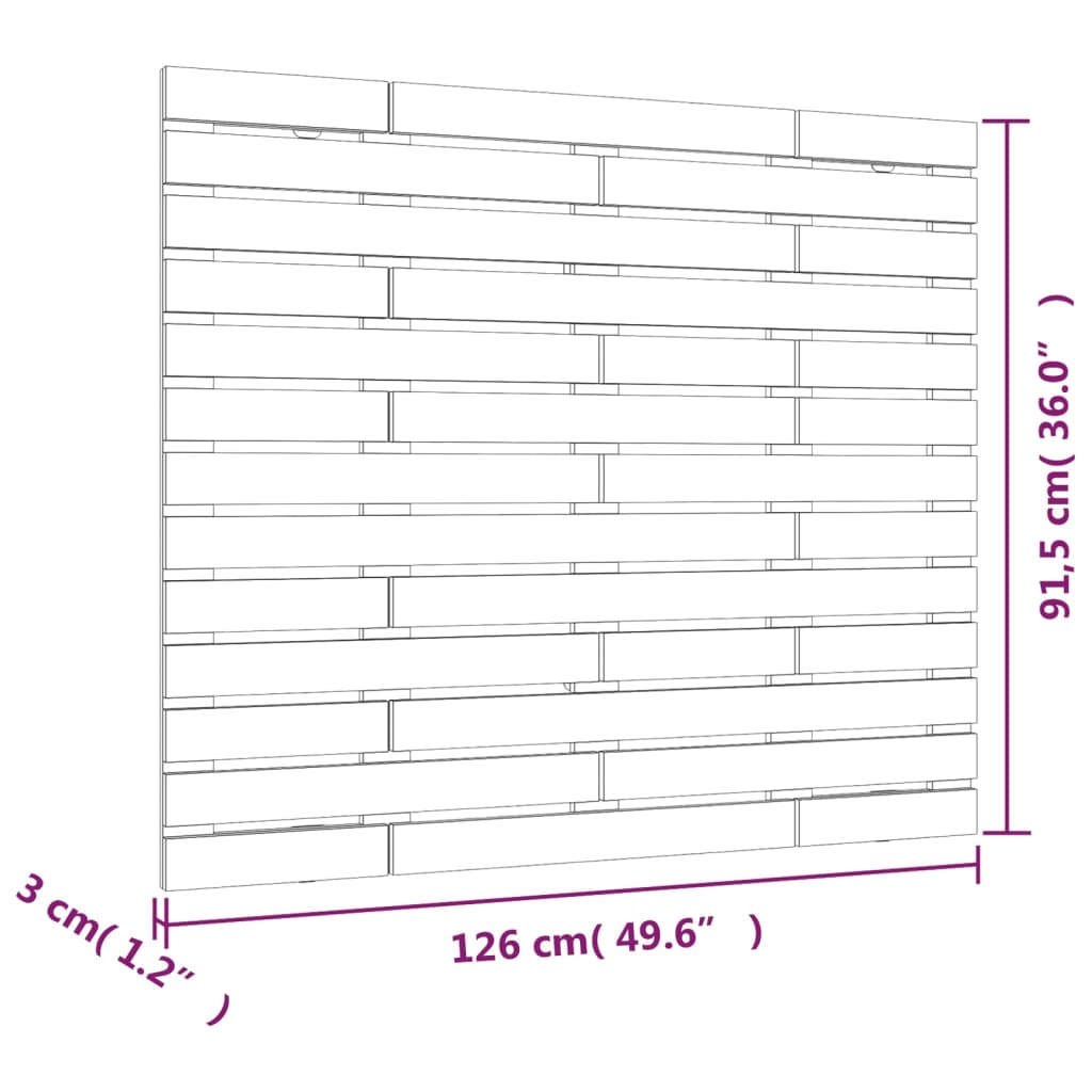 vidaXL Cabecero cama pared madera maciza pino marrón miel 126x3x91,5cm