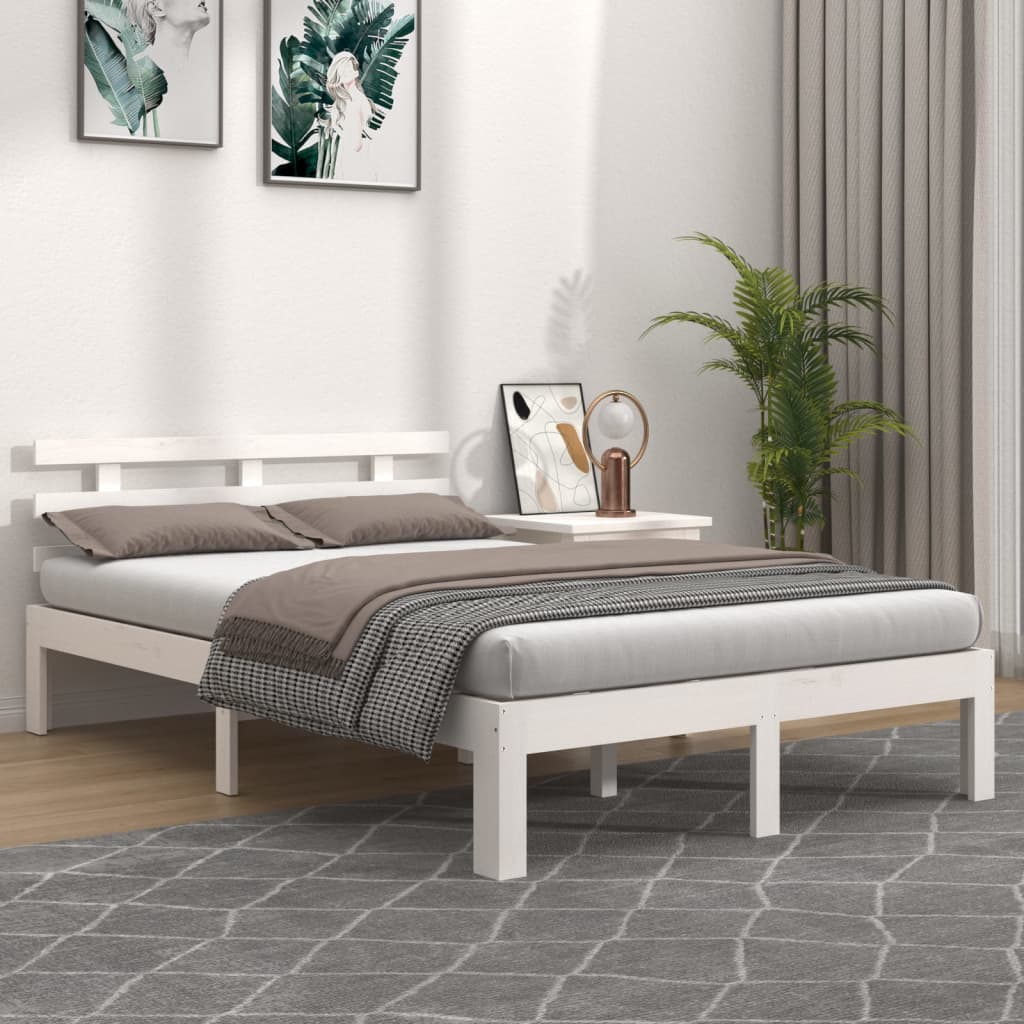 vidaXL Estructura de cama madera maciza blanco 200x200 cm