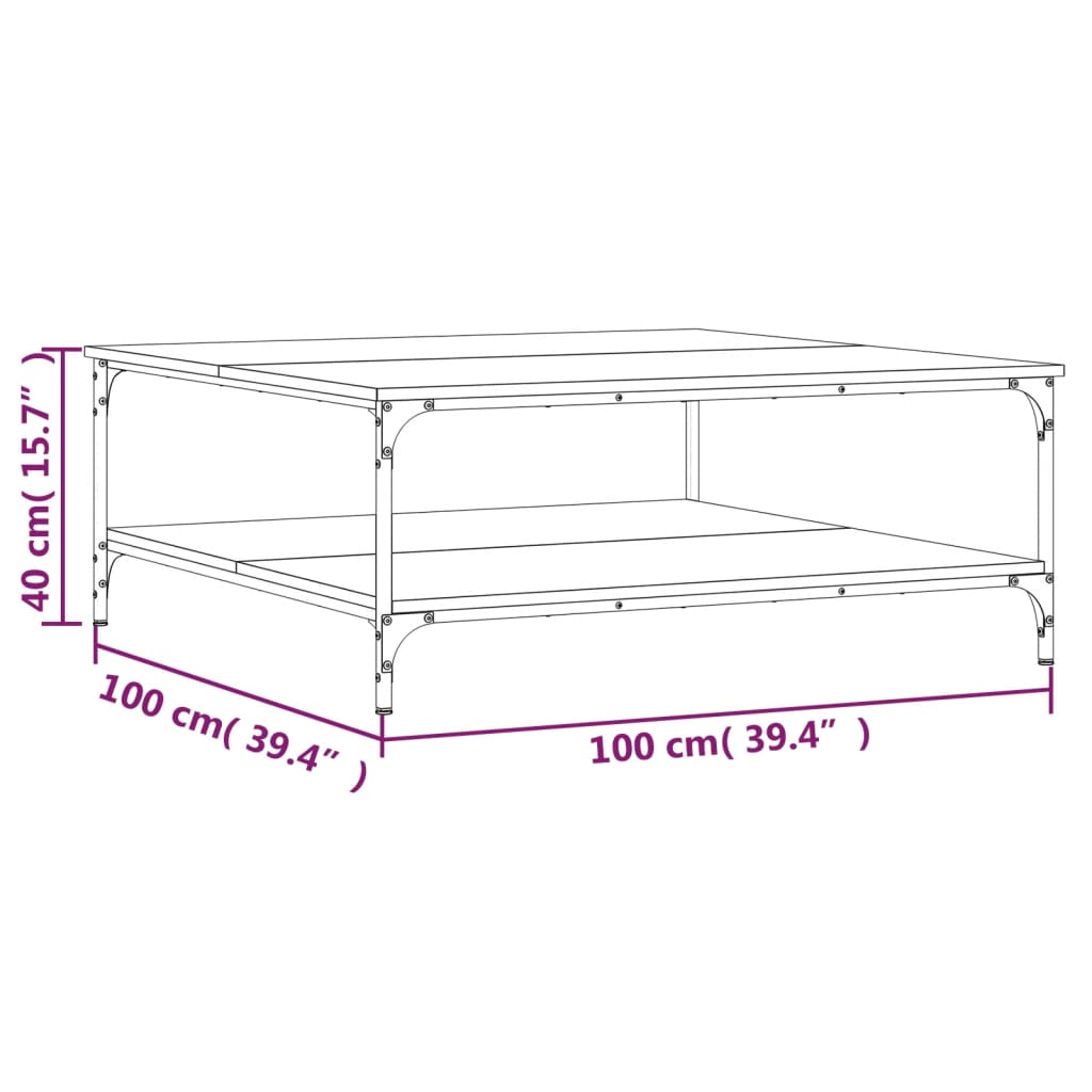 vidaXL Mesa de centro madera de ingeniería negro 100x100x40 cm