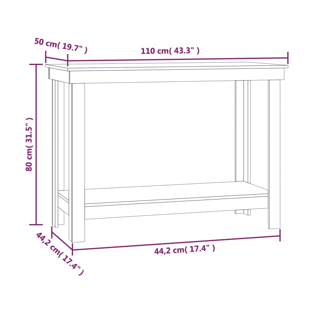 vidaXL Banco de trabajo madera maciza de pino marrón miel 110x50x80 cm