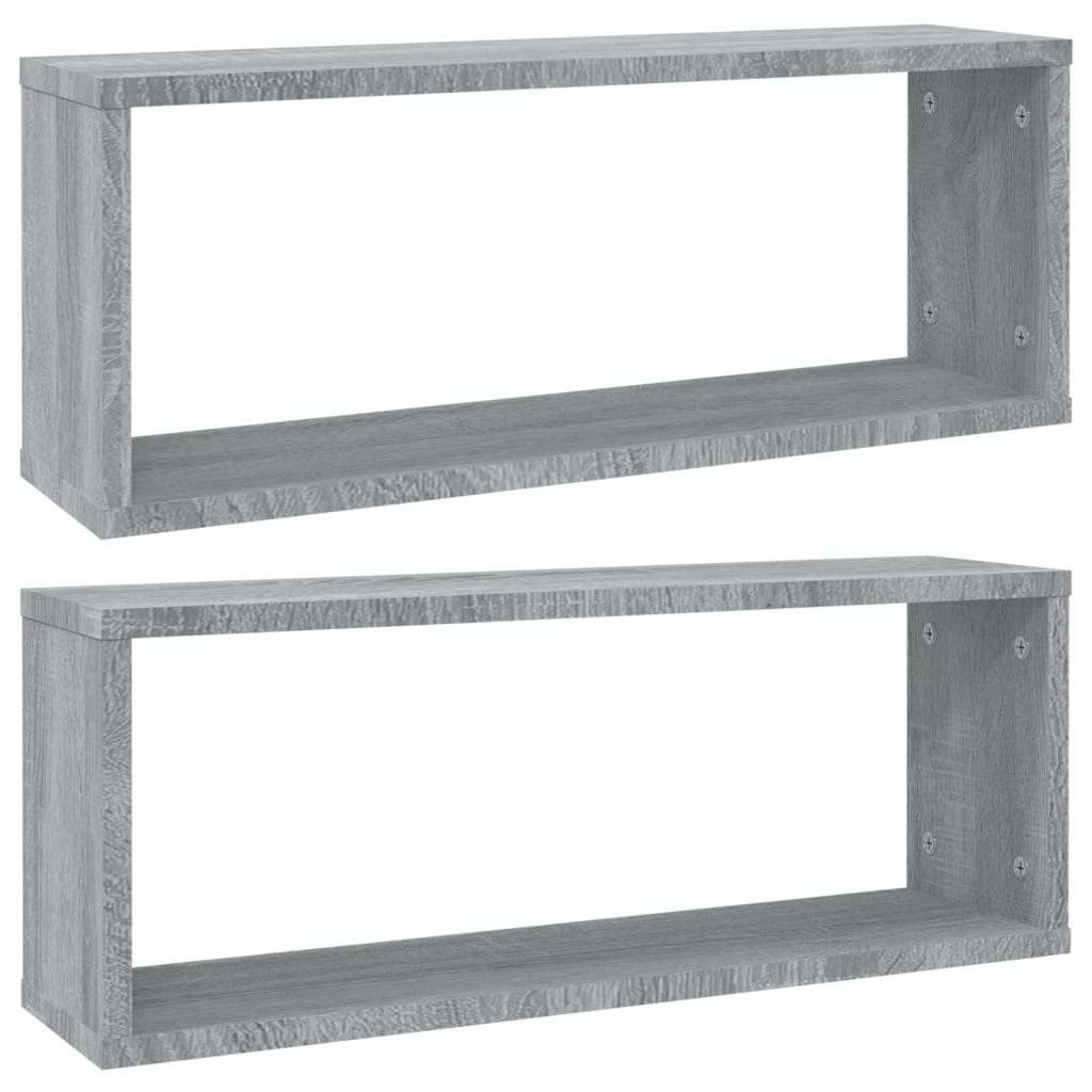 vidaXL Estantes cúbicos de pared 2 uds madera gris Sonoma 60x15x23 cm